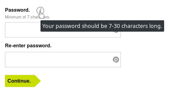 Three dumb password rule screenshot