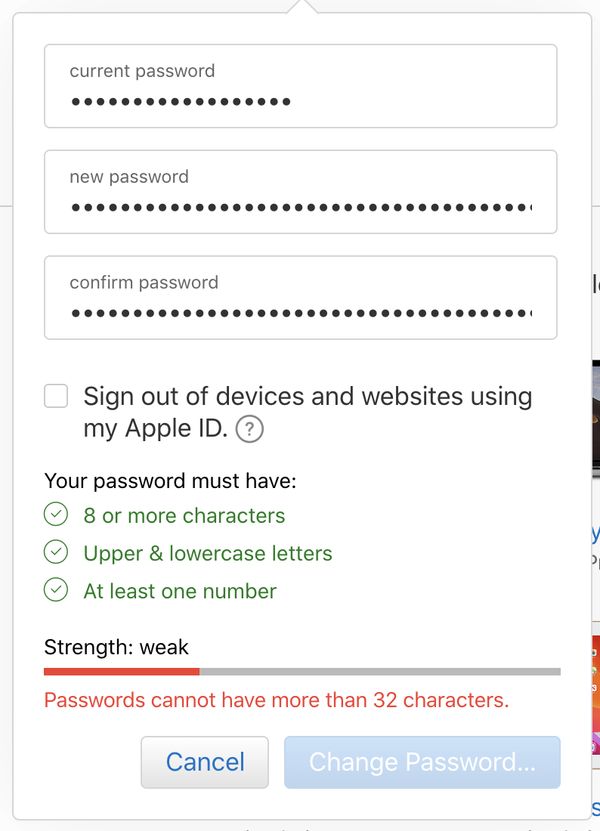 Apple dumb password rule screenshot